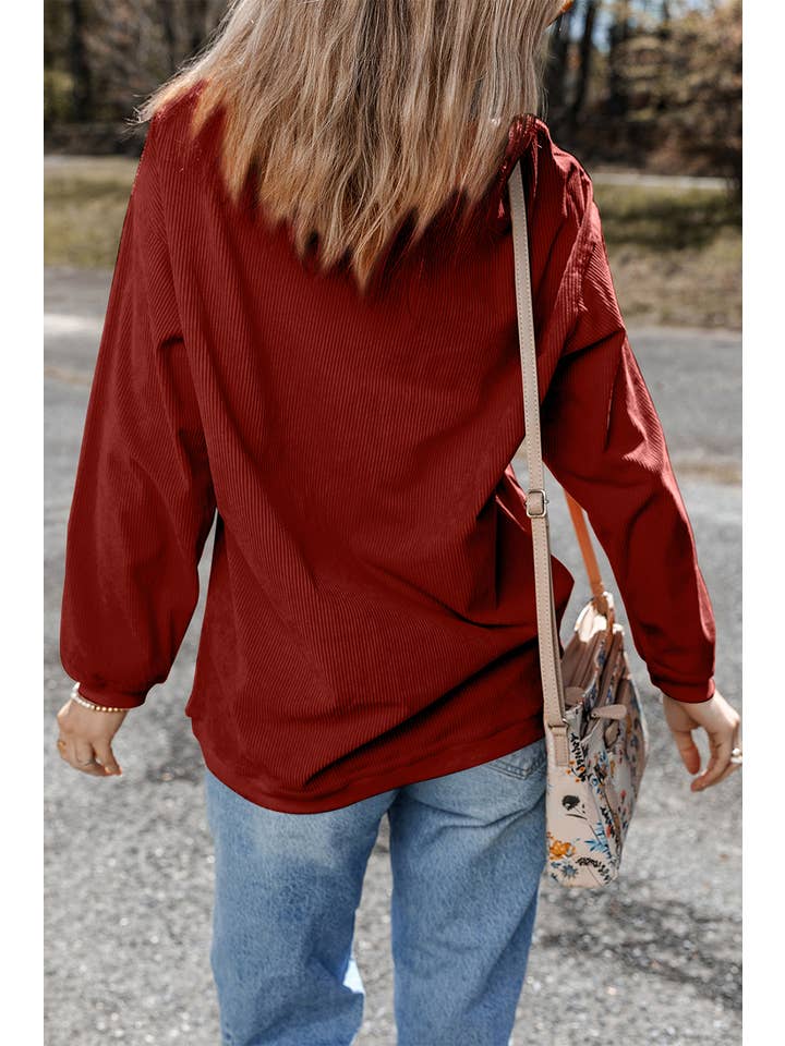 Aapparella - Vente Sweat-shirt – femme - Chandail à col rond en velours côtelé uni pour femmes | S-2XL5