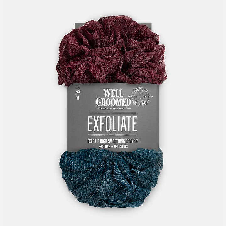 Bath Accessories Company - Wholesale Bath Pouf/Sponge - Well Groomed Extra Rough Smoothing Sponges - Two Pack
