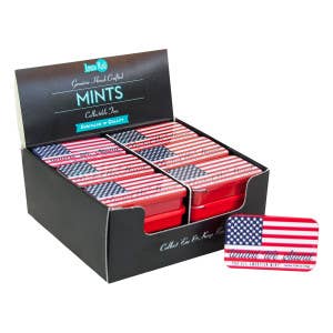 American Flag Mint 24 CT Tins for wholesale by L&F Universal Goods