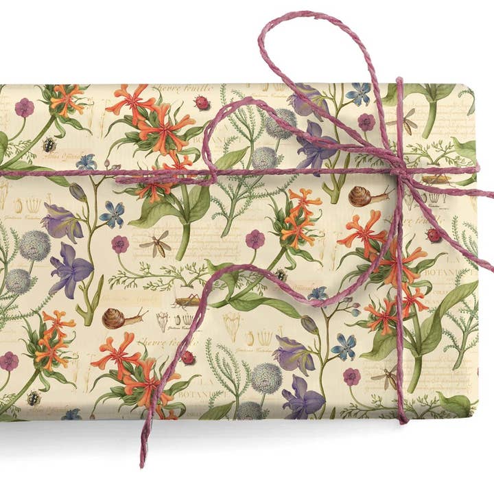 Dekorativt papir med guld „Botaniske blomster“ for engroshandel hos Kartos