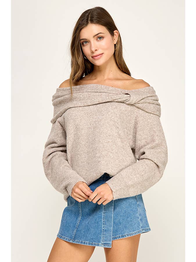 Miss Love - Wholesale Knit Sweater - Women's - OFF SHOULDER KNOT SWEATER22