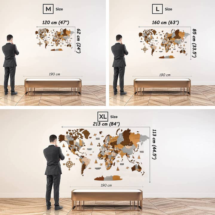 Ukrainian Goods - Wholesale Dimensionele/3D-muurkunst - 3D houten wereldkaart Sahara