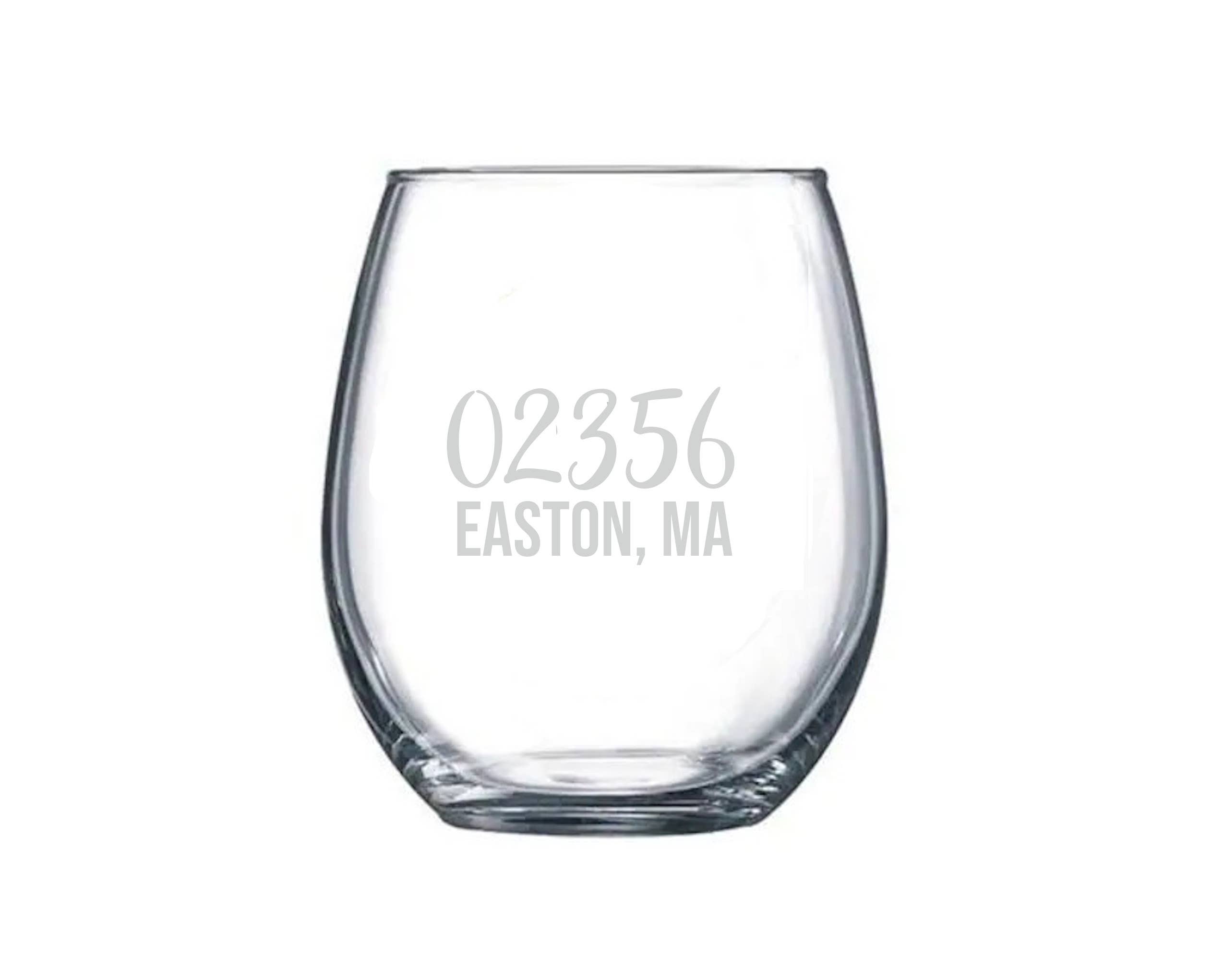 Peachy Pendants - Vente Verres à vin - VERRE À VIN SANS PIED - Code postal personnalisé Town State