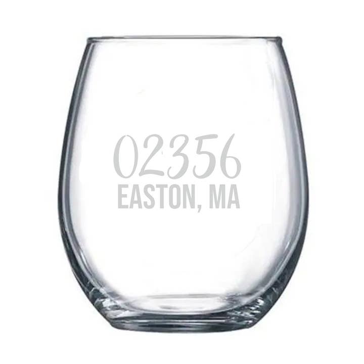 Peachy Pendants - Vente Verres à vin - VERRE À VIN SANS PIED - Code postal personnalisé Town State0