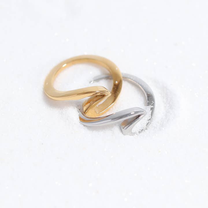 WJW - Wholesale Band/Stacked Ring - Stainless Steel Wave Ring
