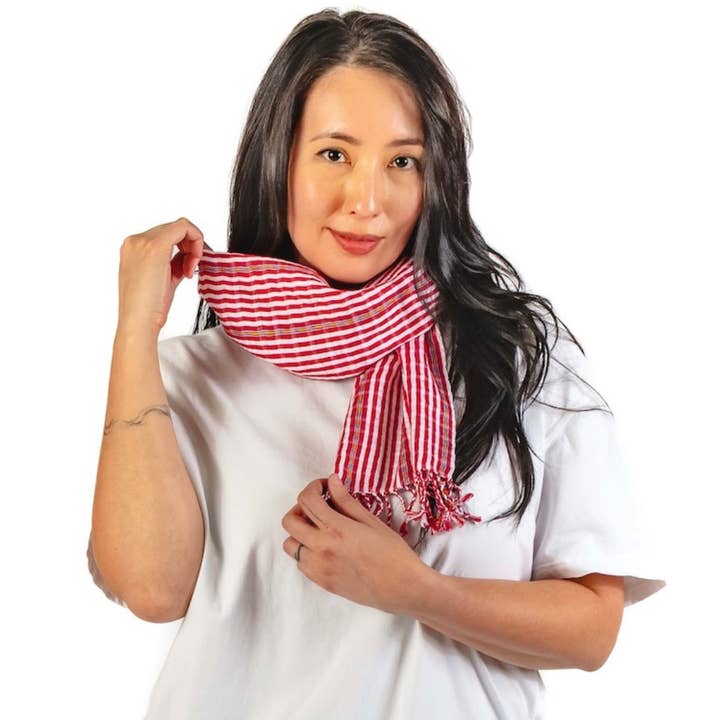 Sciarpa a righe San Antonio | Cotone tessuto a mano per la vendita all'ingrosso da parte di Unique Batik Fair Trade