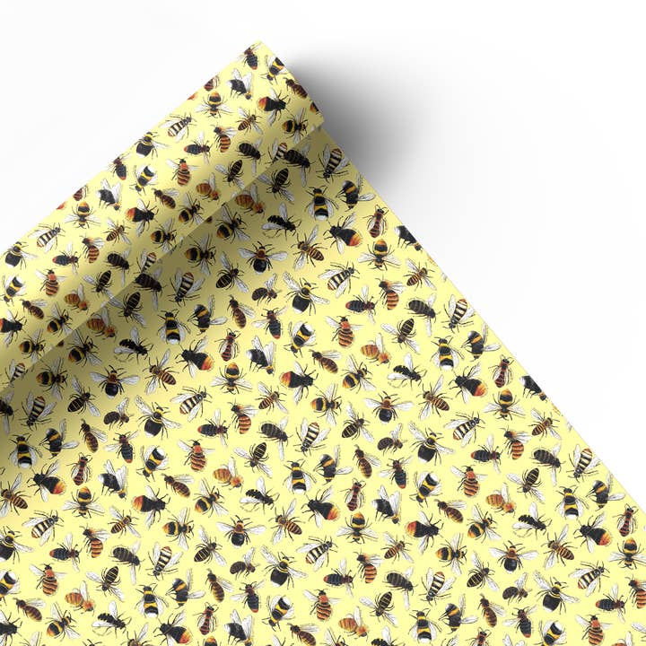 Bees of Britain wrapping paper Sheets for wholesale by Alexia Claire Ltd