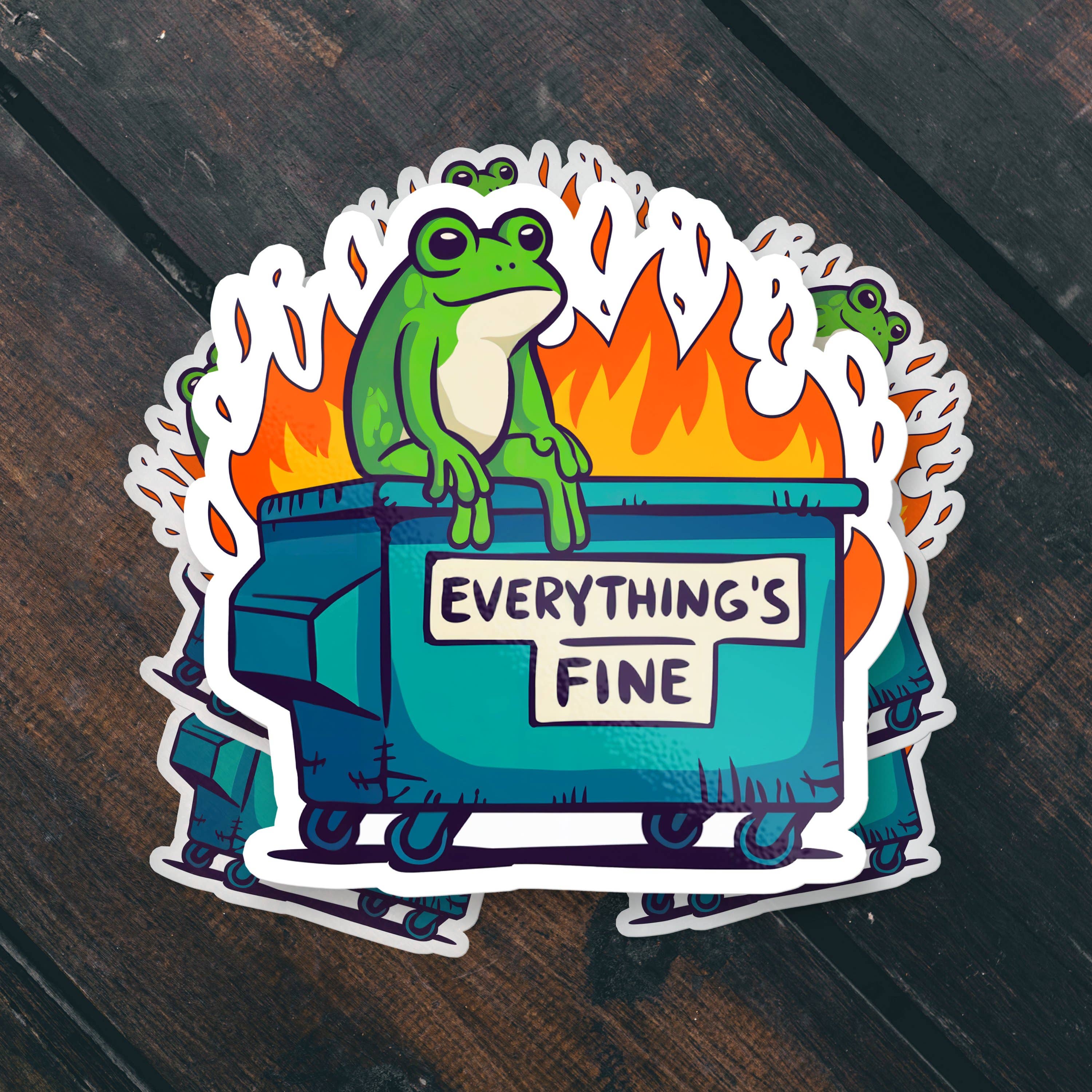 Sticker Bull - Wholesale Sticker - Everything's Fine Frog Funny Vinyl Stickers2