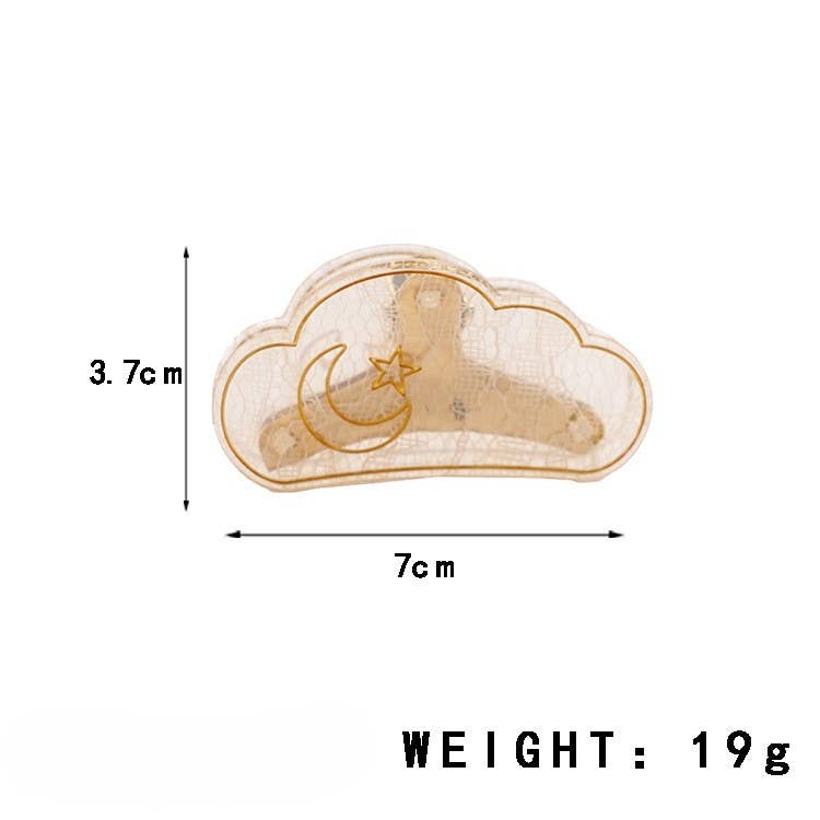 Transparent Star-Moon Textured Cloud Hair Clip for wholesale on Faire1