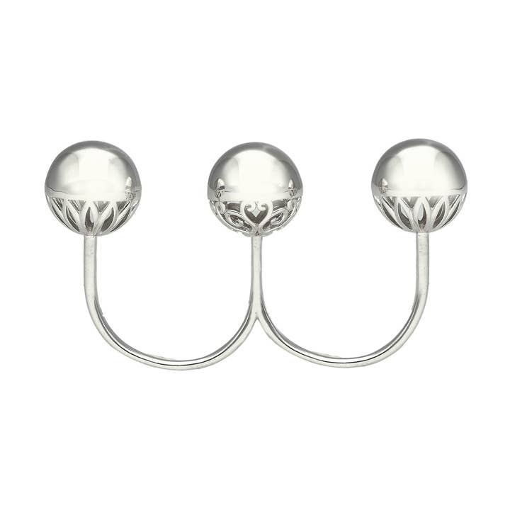 Double Ball Silver Ring for wholesale by ORUS BIJOUX