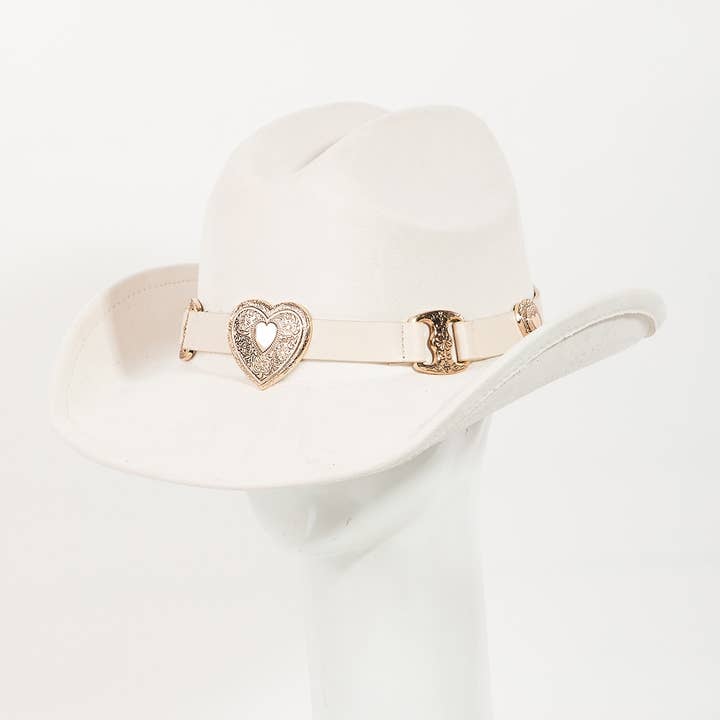 Collections by Fame Accessories – wholesale Fedora – Women’s – Heart Buckle Western Cowboy Hat4