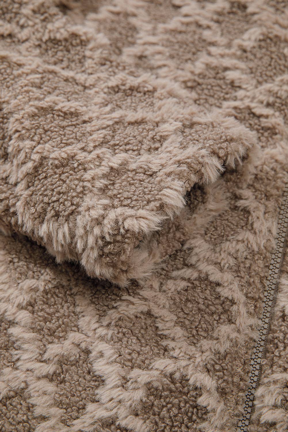 Kastanje Sherpa Rhombus Lynlås Sidelomme Hættetrøje for engroshandel på Faire3