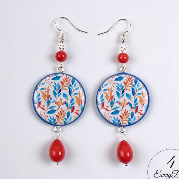 Boucles d'oreilles : feuilles bleues et oranges pour la vente par 4everyday Handmade