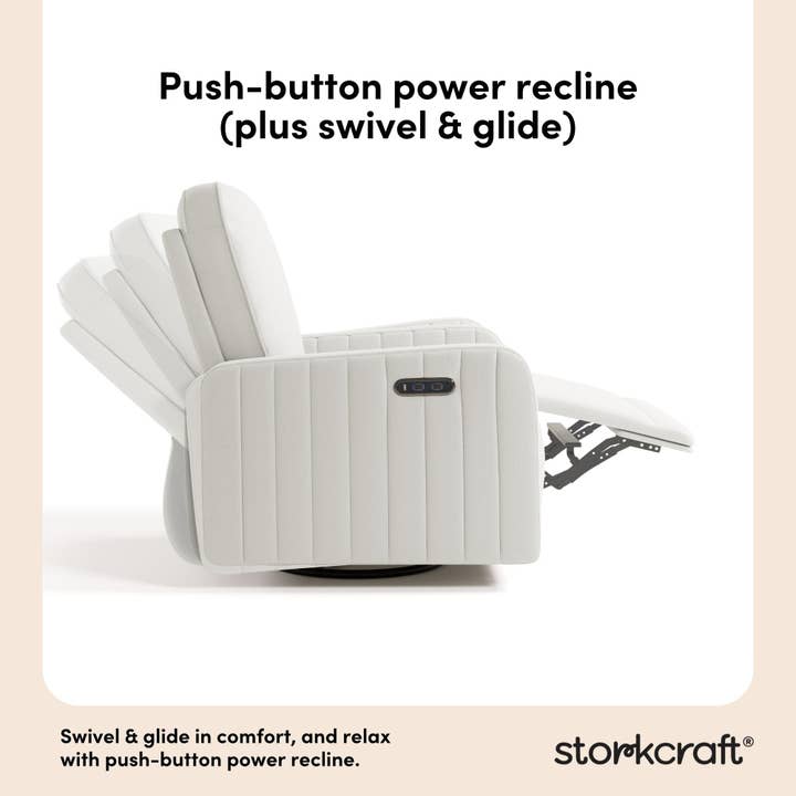 Storkcraft - Wholesale Chair - Storkcraft® Kyoto Deluxe Extra-Wide Nursery Power Recliner Swivel Glider3