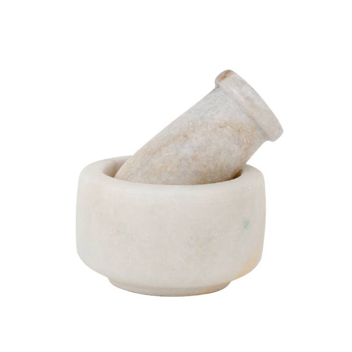 Benjamin International - Wholesale Mortar & Pestle - Small White Marble Mortar & Pestle