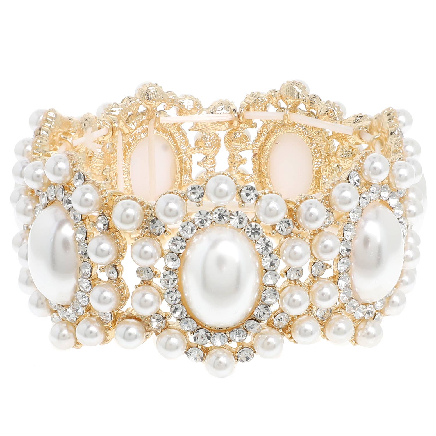 SP Sophia Collection - Wholesale Bangle Bracelet - Baroque Crystal Gemstone Cluster Stretch Bracelet8