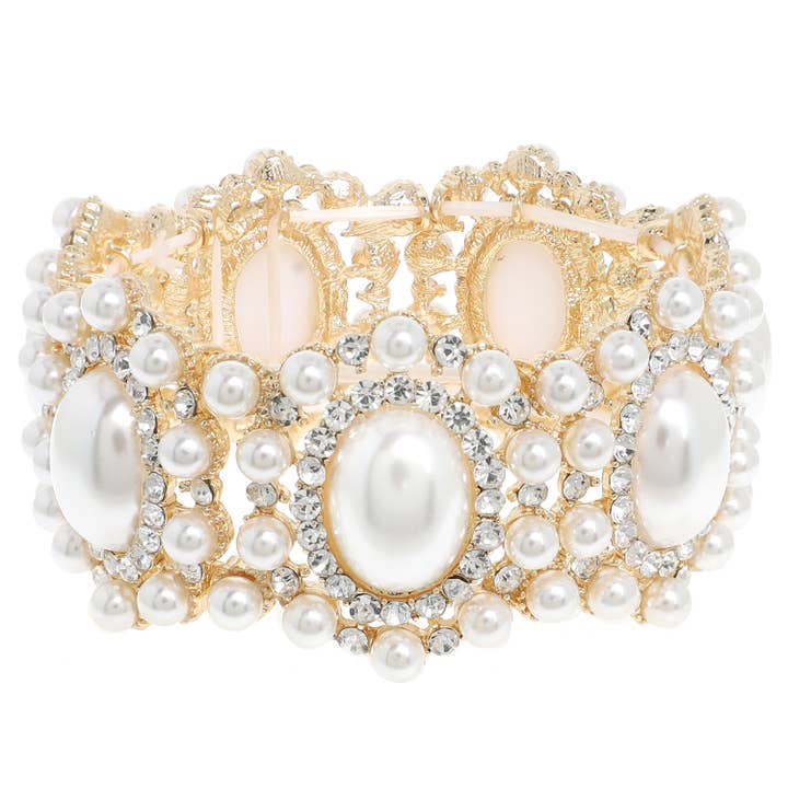 SP Sophia Collection - Wholesale Bangle Bracelet - Baroque Crystal Gemstone Cluster Stretch Bracelet8