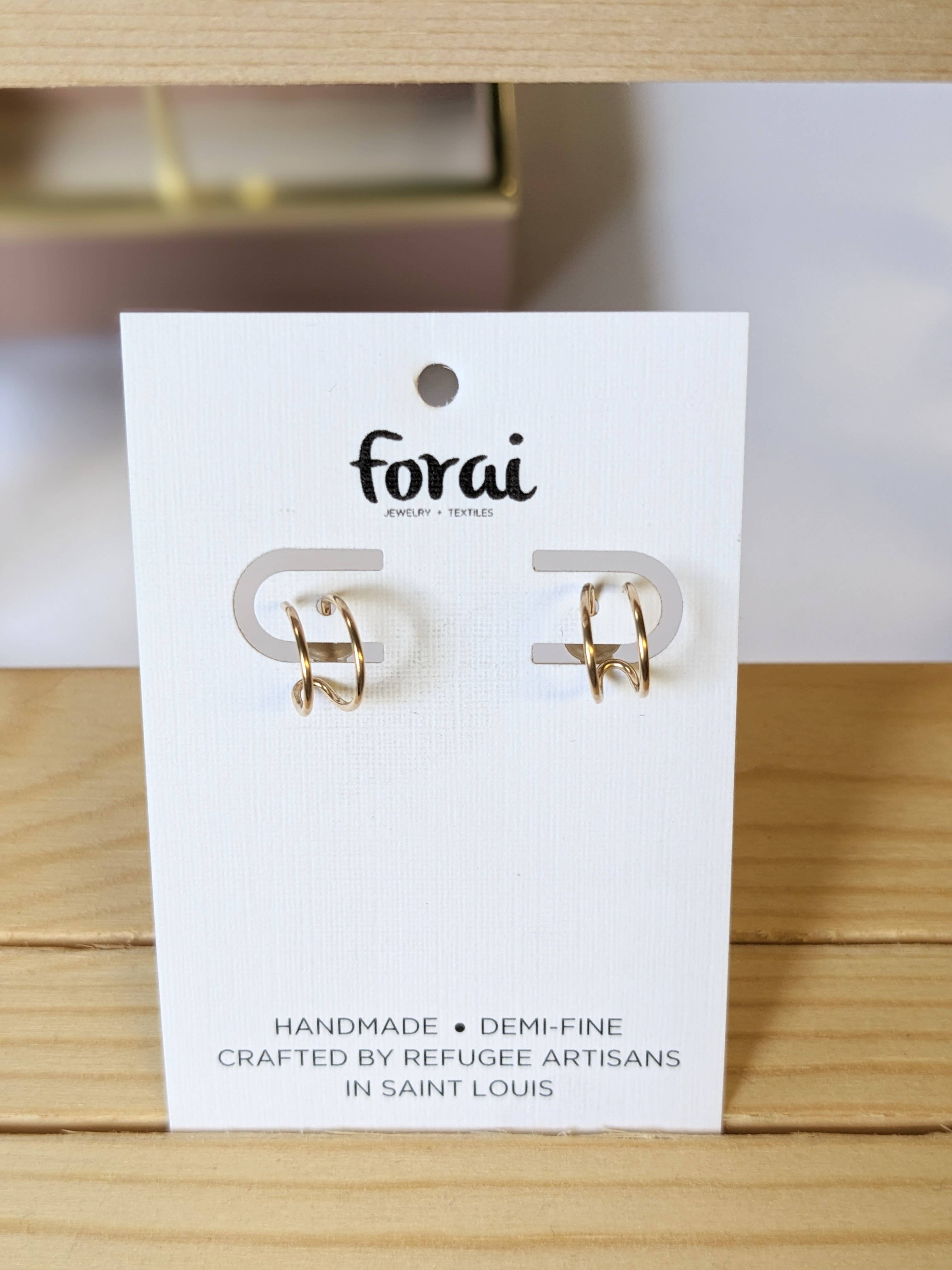 Forai - Wholesale Huggie Earrings - Journey of Hope Huggie Earrings in 14k Gold Filled3
