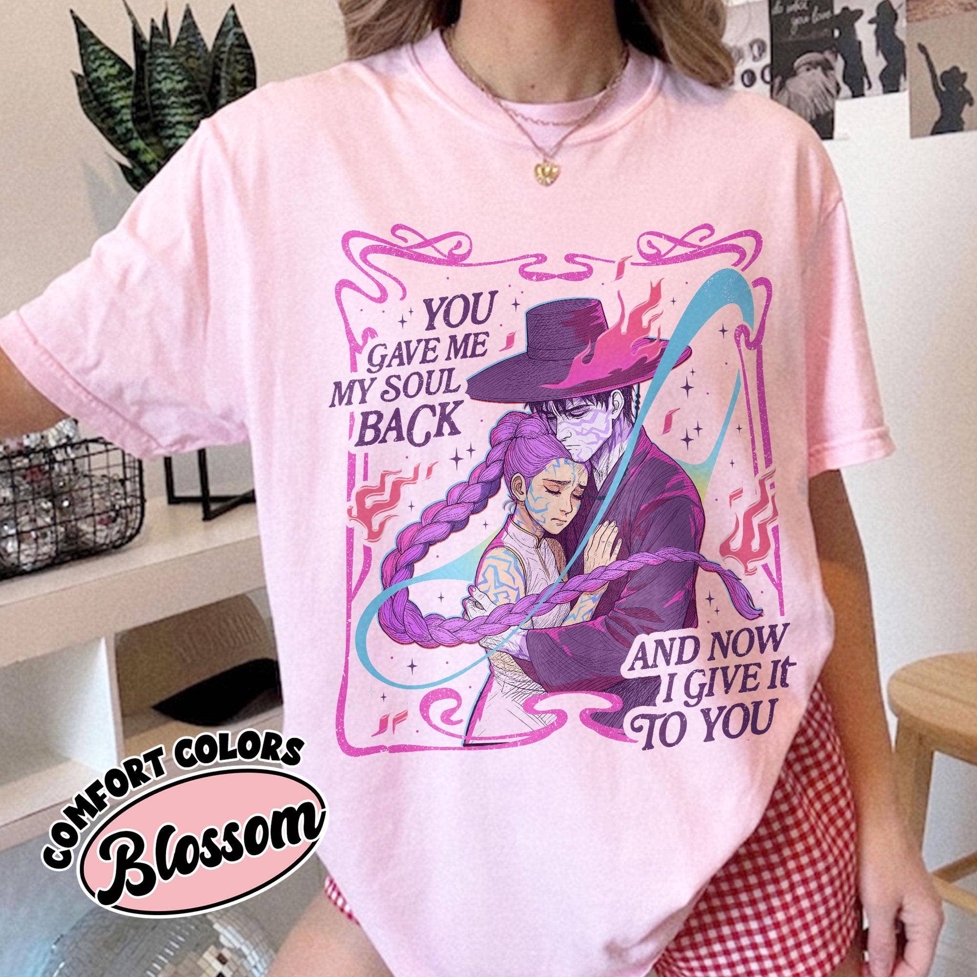 Glaime - Vente T-shirt à imprimés – femme - Confort Colors Rumi Jinu T-shirt, T-shirt Chasseurs de Démons Kpop5