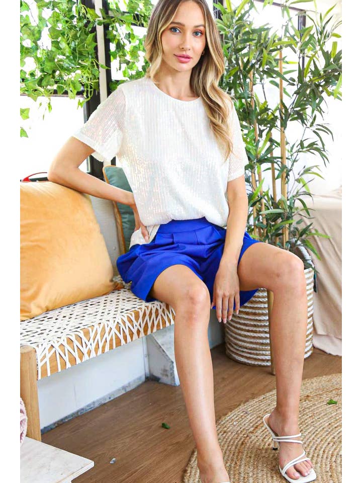 Vine & Love - Wholesale Blouse - Women's - Sequin Short-Sleeve Party Clubwear Blouse VT601011