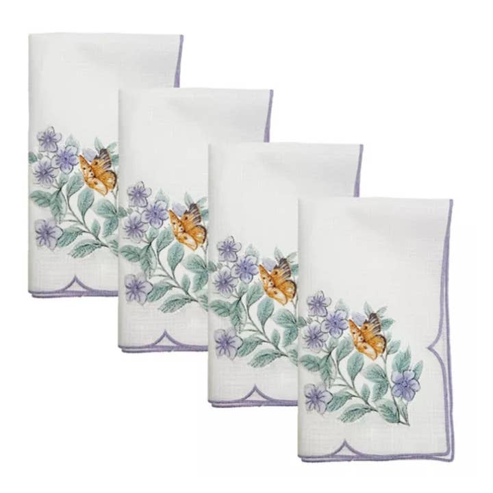 Threadmade Home - Wholesale Dinner & Cloth Napkin - Lenox Butterfly Meadow Flutter Napkins, Set of 4