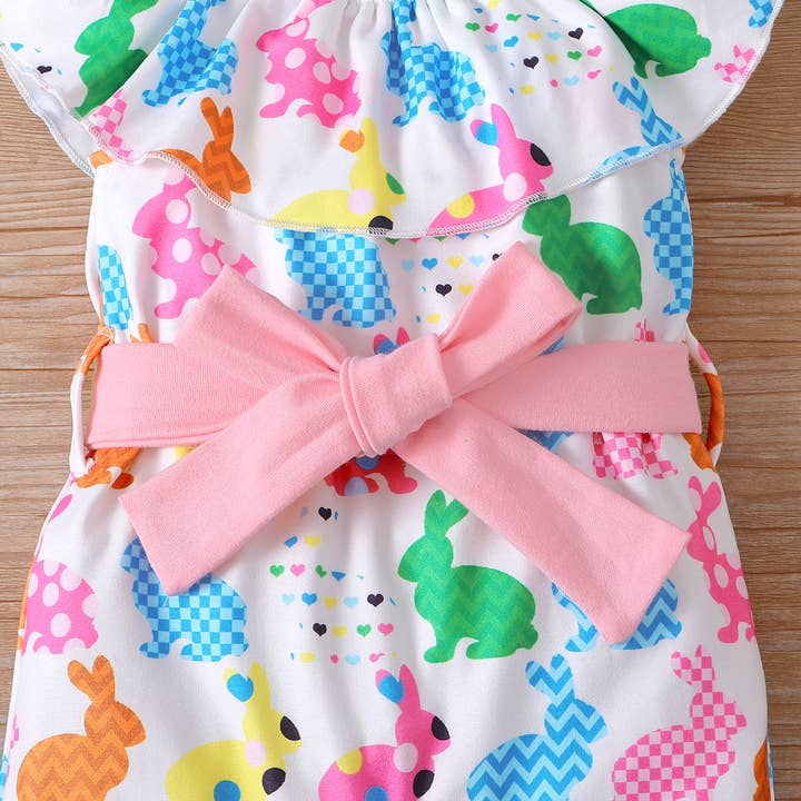 Flerfärgad 3st Baby Allover Flerfärgad kanin volangkrage jumpsuit för wholesale på Faire