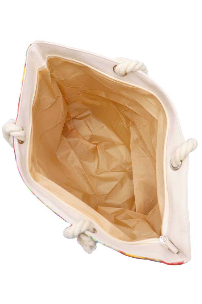 BLACK La Loteria Portrait Rope Handle Canvas Tote Bag for wholesale on Faire5