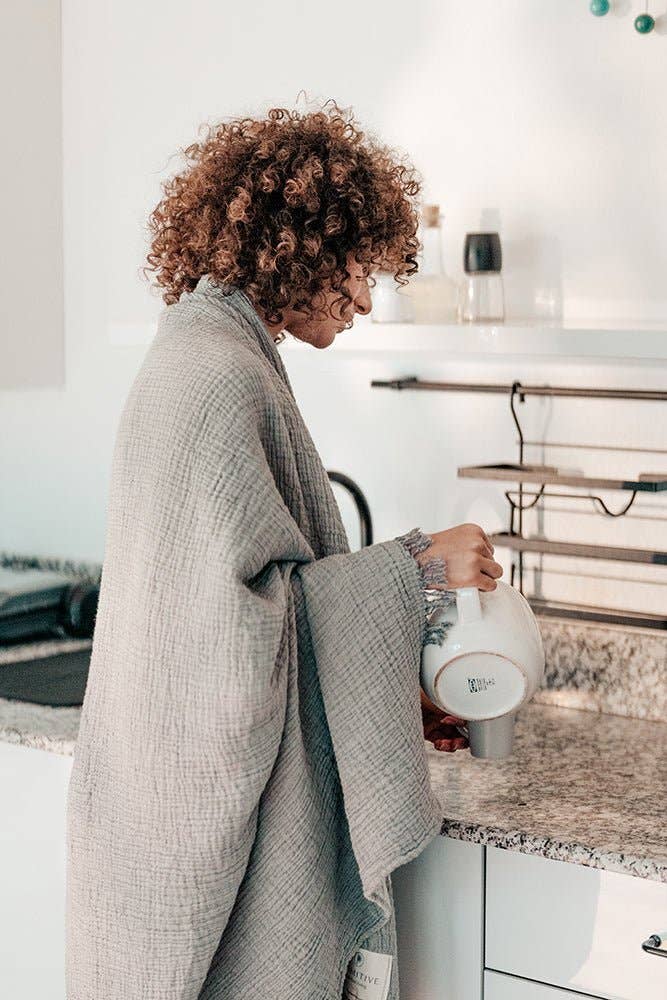 Primitive – wholesale Throw blanket – Carignan Reversible Gauze Muslin Throw Plaid Blanket W0111