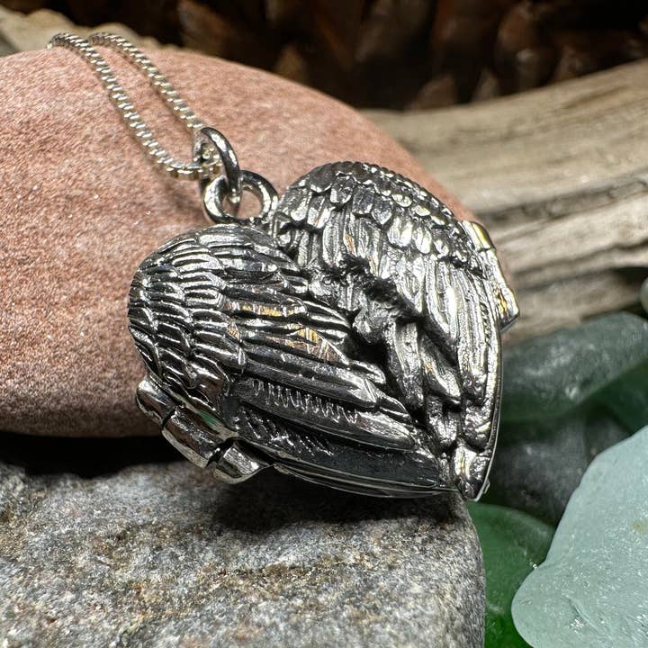 Clarity Angel Wings Locket for wholesale by Celtic Crystal Designs Jewelry & Gifts