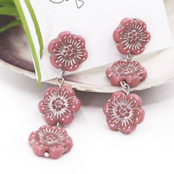 Floral Statement Drop Earrings, Wild Rose for wholesale by Stefanie Wolf Designs