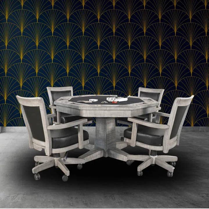 LOOMLAN – Cadeira por atacado – Conjunto de Mesa de Poker Reversível com Cadeiras Giratórias em Pele1