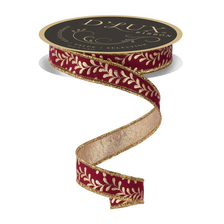 7/8"X10Yd Foil Leaf Garland/Fused Wine/Gold LX314072 for wholesale by DecoExchange