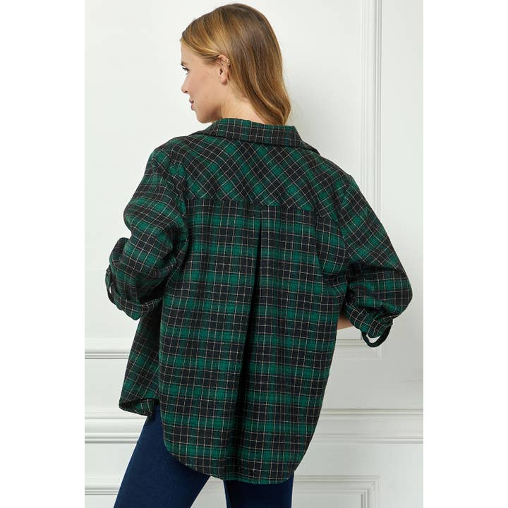GRBKI PLAID FLANNEL ROLL SLEEVES COLLAR NECK SHIRTS for wholesale on Faire4