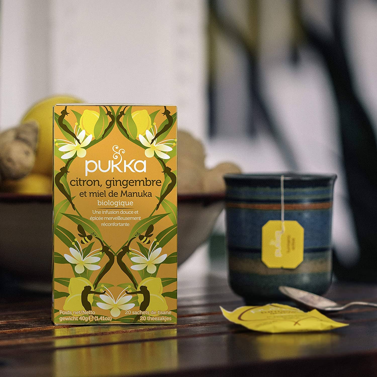 Ecohesens - Wholesale Health/Detox Tea - Organic Lemon Ginger & Manuka Honey Infusion - box of 20 bags - Pukka2