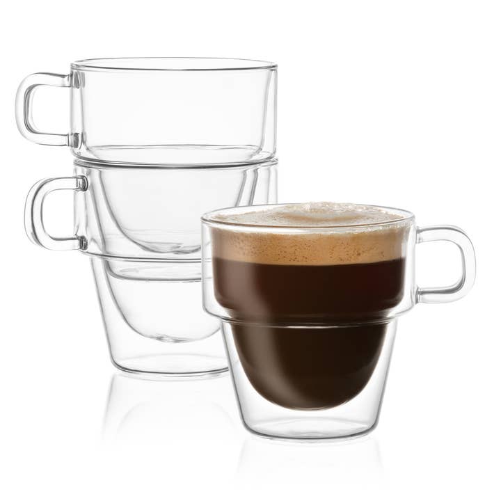 JoyJolt - Wholesale Coffee/Tea Cup - Stoiva Stackable Double Wall Glasses, 5 Oz Set of 4