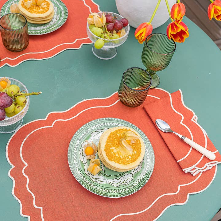 Mariaida Home - Vente Sets de table - Clou unique en terracotta avec broderie brute1