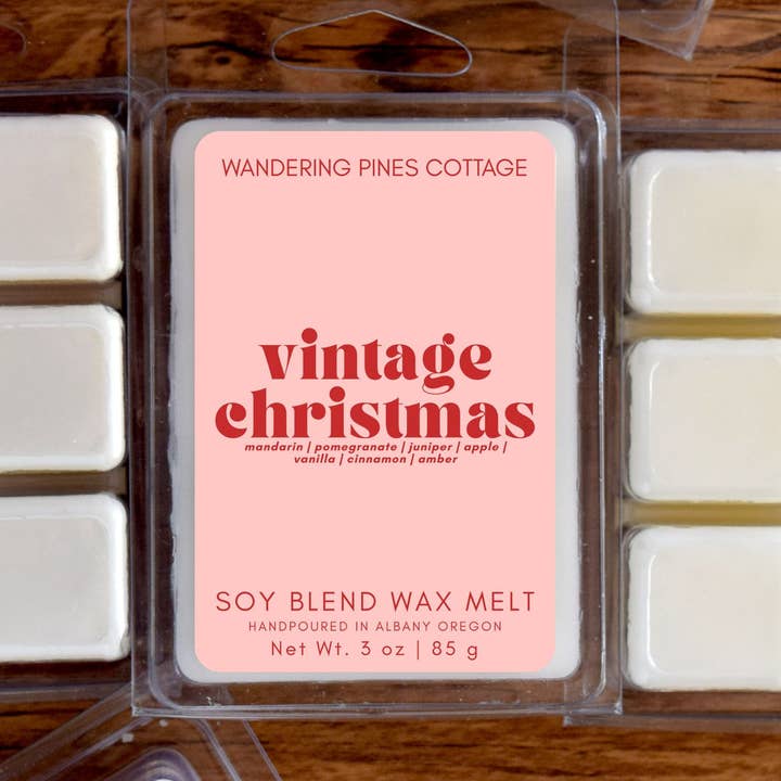 Vintage Christmas Wax Melts Clamshell - 3 oz for wholesale by Wandering Pines Cottage