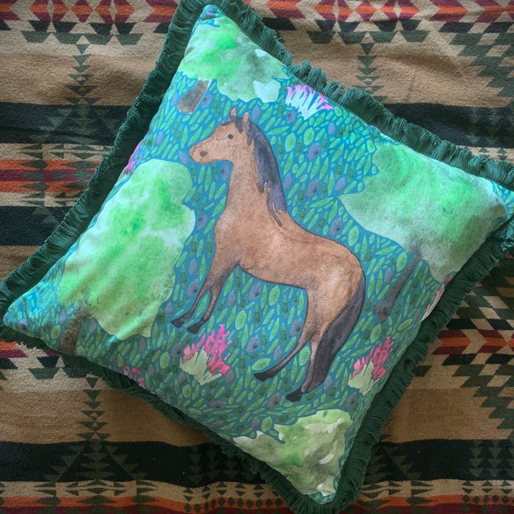 Samantha Hall Designs - Wholesale Throw/Decorative Pillow - Horse Velvet Cushion - Made to Order1