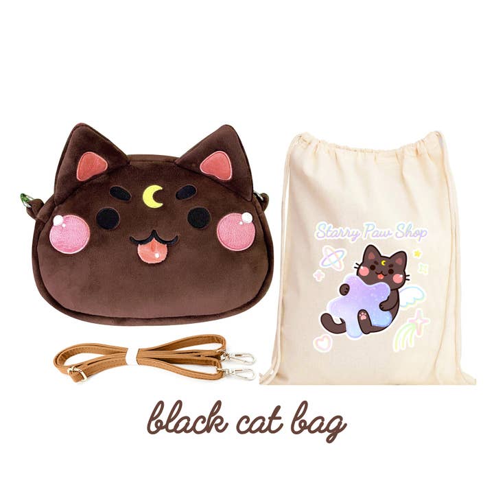 Starry Paw Shop - Wholesale Crossbody Bag - Unisex - Moon Cat Crossbody Bags with leather strap