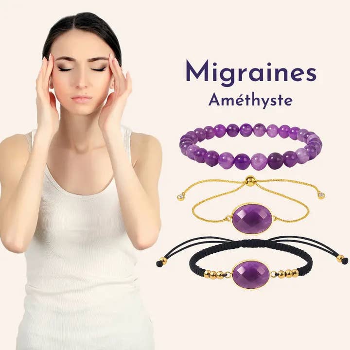 Bracelet Anti-Migraine Améthyste pour la vente par L'Atelier d'Eva