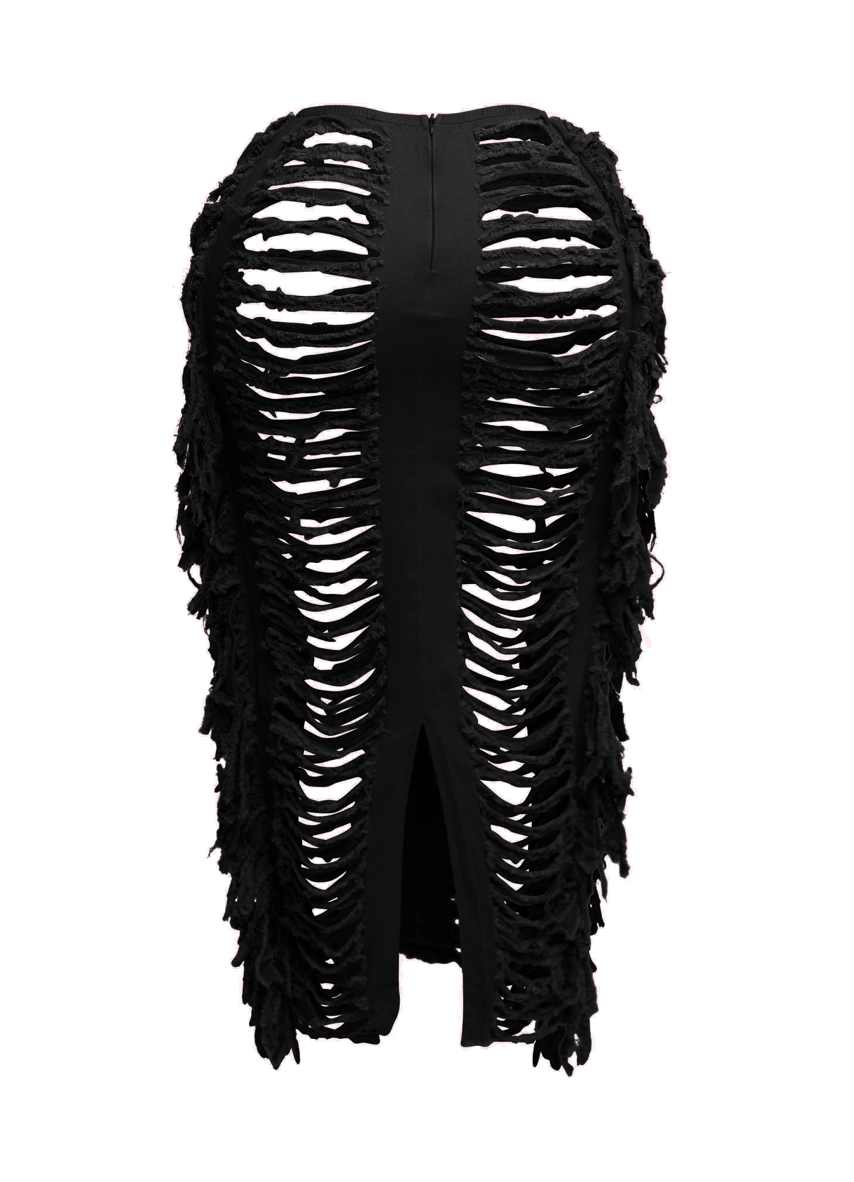 K Too - Wholesale Skirt - Women's - Distressed fringe maxi skirt13