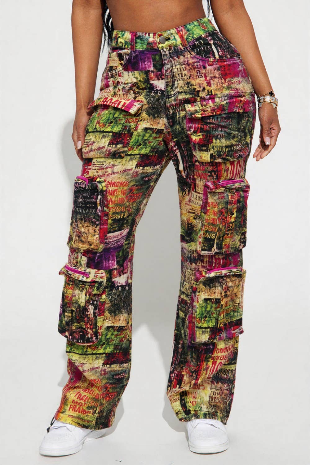 5besties inc - Wholesale Jeans - Women's - TIE DYE PRINT UTILITY CARGO JEANS5