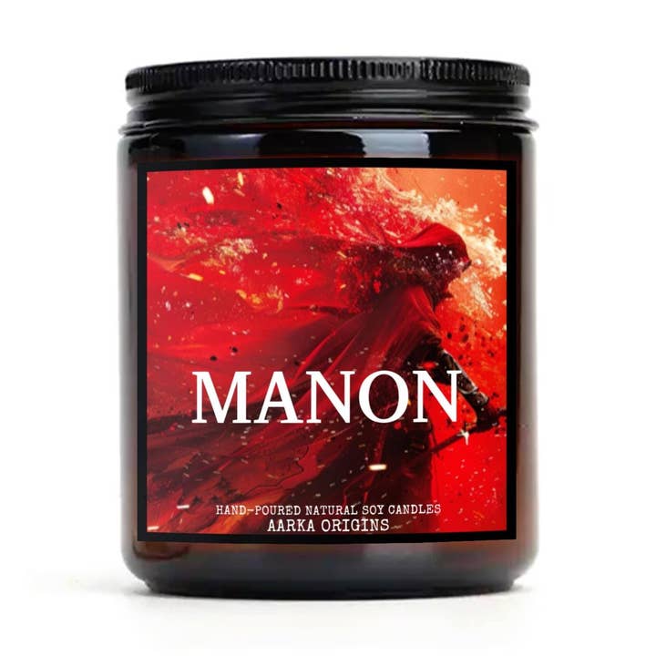 Manon Soy Candle, Officially Licensed Throne of Glass Sarah J. Maas Candles, bookish candles, wax melts, gifts for readers for wholesale by AARKA ORIGINS