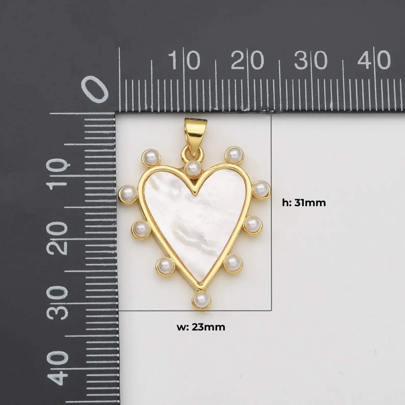 Beads Creation - Wholesale Individual Charm/Pendant - Shell Pearl Heart Charm Pendant in Gold Filled, CP20343