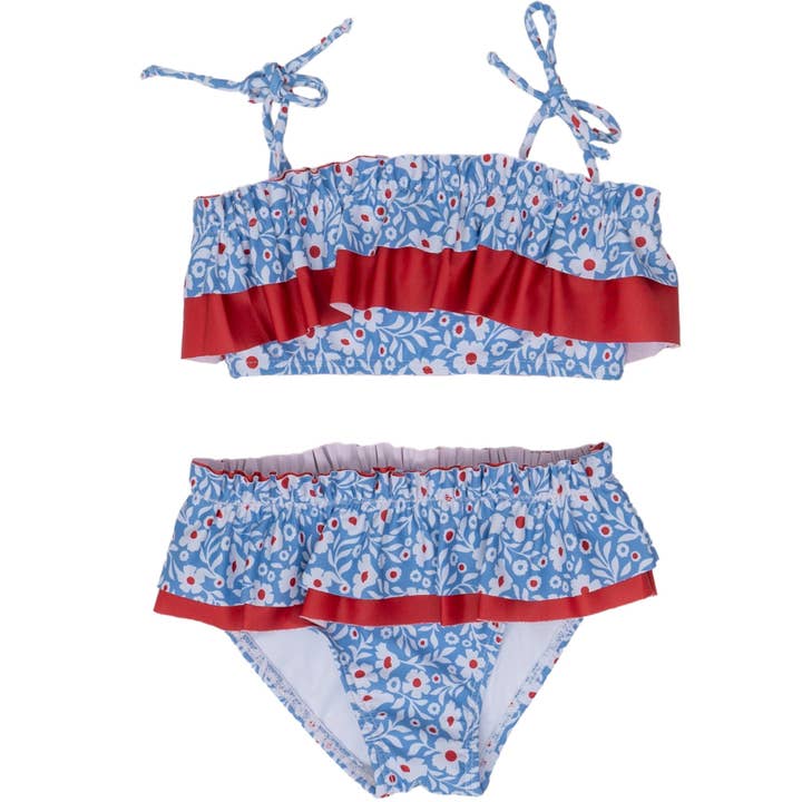 Sea Grove RWB Floral Two Piece Swimsuit for wholesale by The Oaks Apparel Company