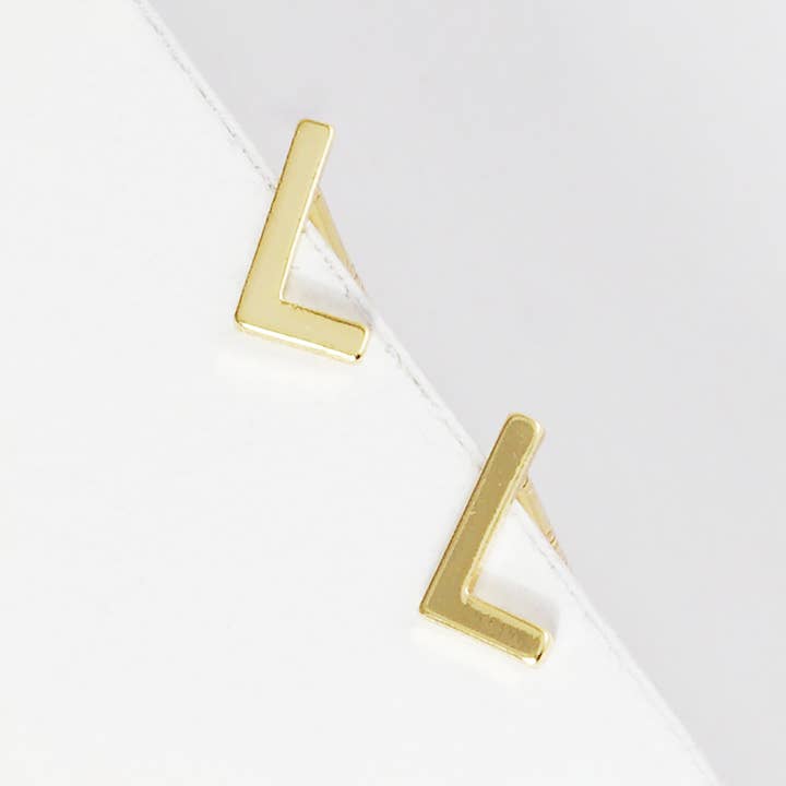 Sensibling Corp. - Wholesale Stud/Post Earrings - Gold Dipped Metal Initial Monogram Stud Earrings16