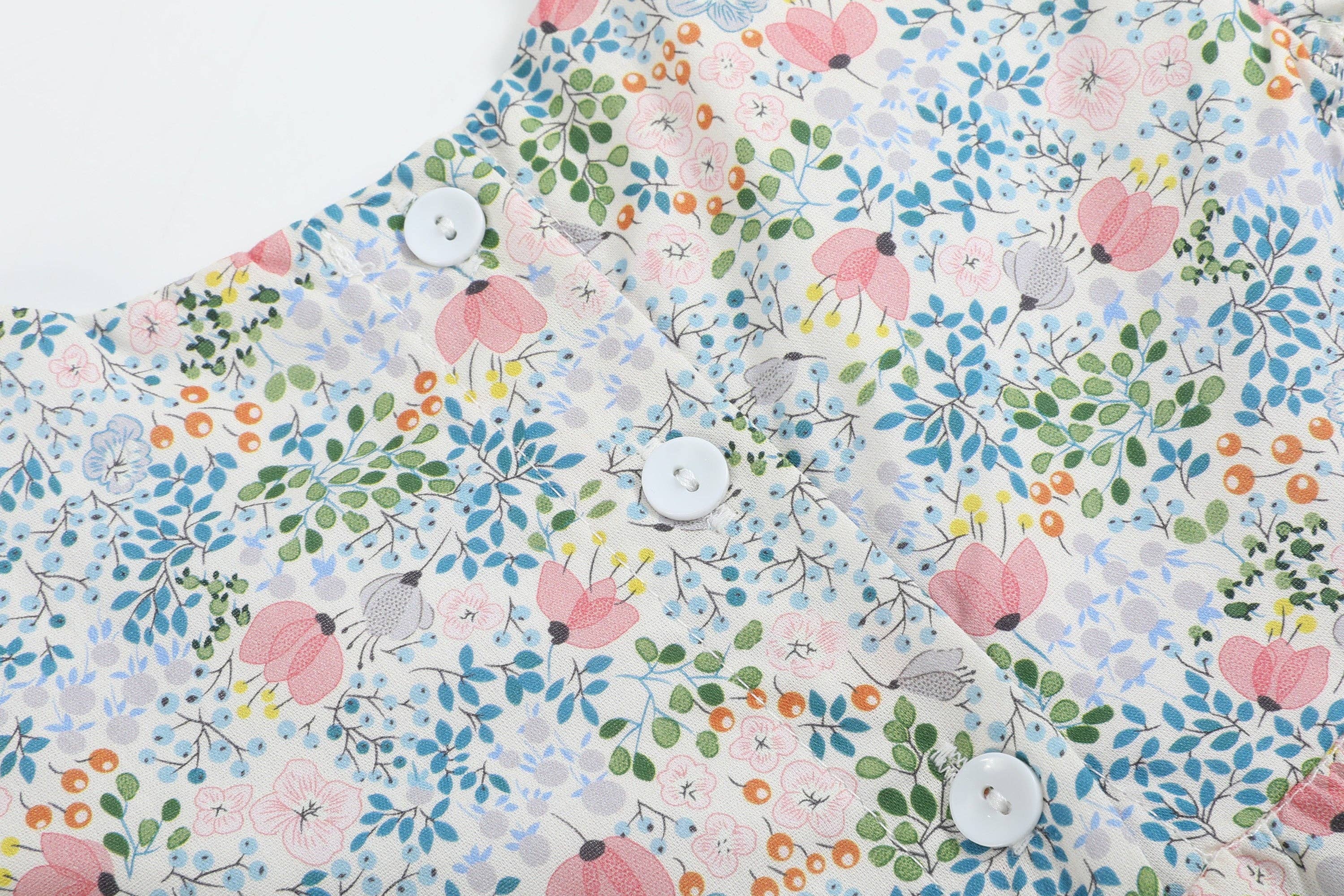 Lil Cactus - Wholesale Bodysuit (Non-Footed) - Baby - Pink Floral Print Smocked Futter Romper4