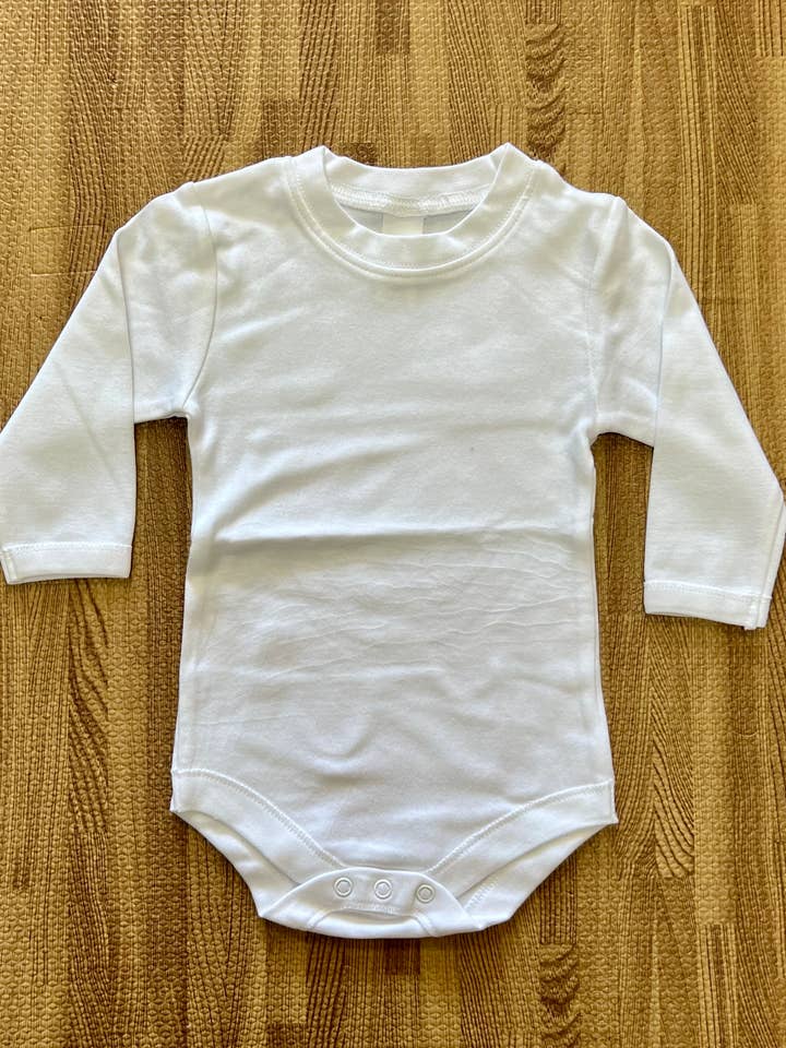 White Long Sleeve Unisex Infant Bodysuit for wholesale by Caught Ya Lookin'