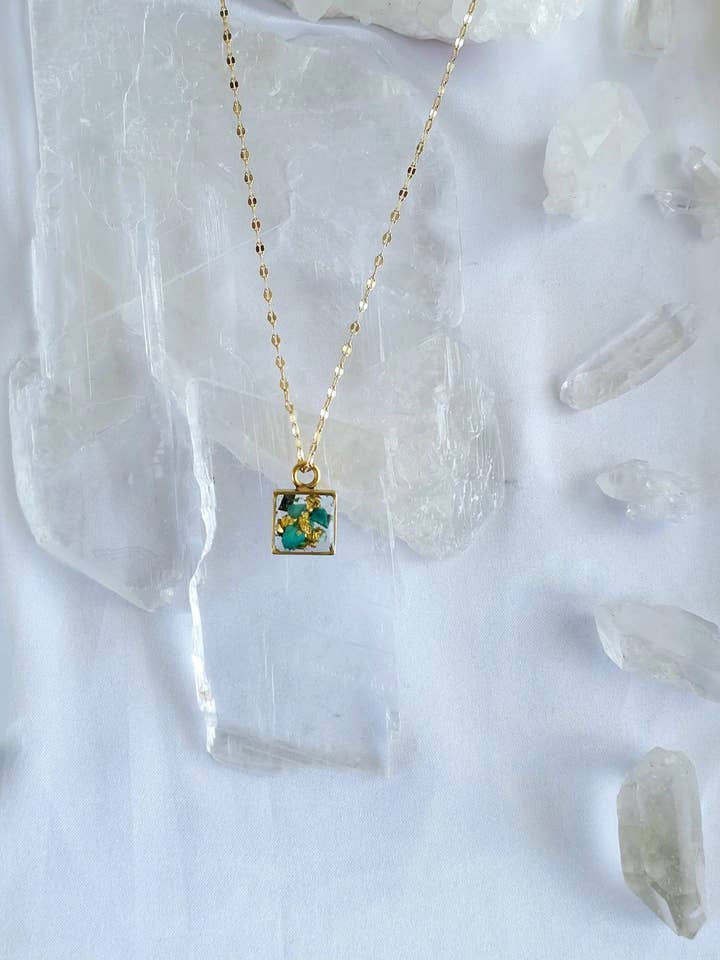 Mini Celestial Crystal and Glass Square Necklaces for wholesale by All Cheri's Intriguing Crystals LLC