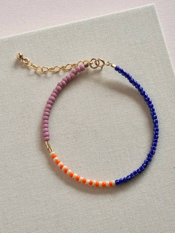 Bracciale LENTE con perle - blu intenso, clementina e lampone per la vendita all'ingrosso da parte di SAN SAN